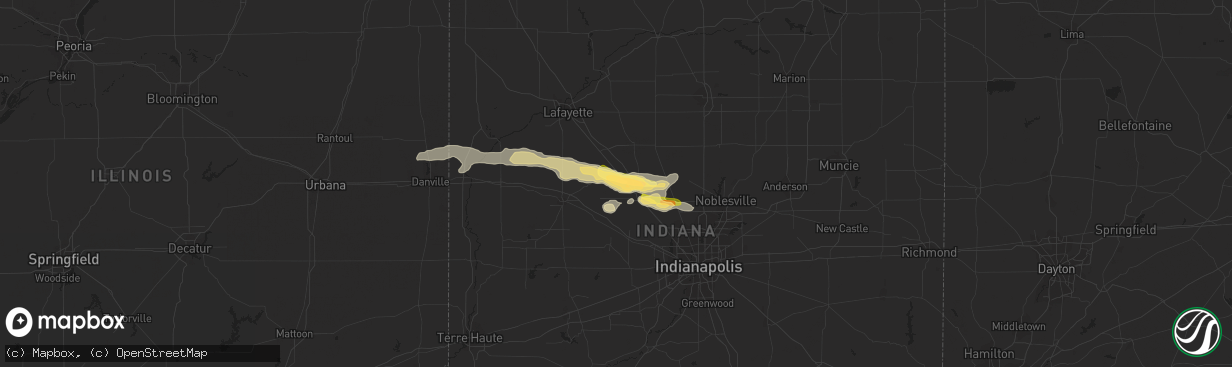 Hail map in Thorntown, IN on May 4, 2015