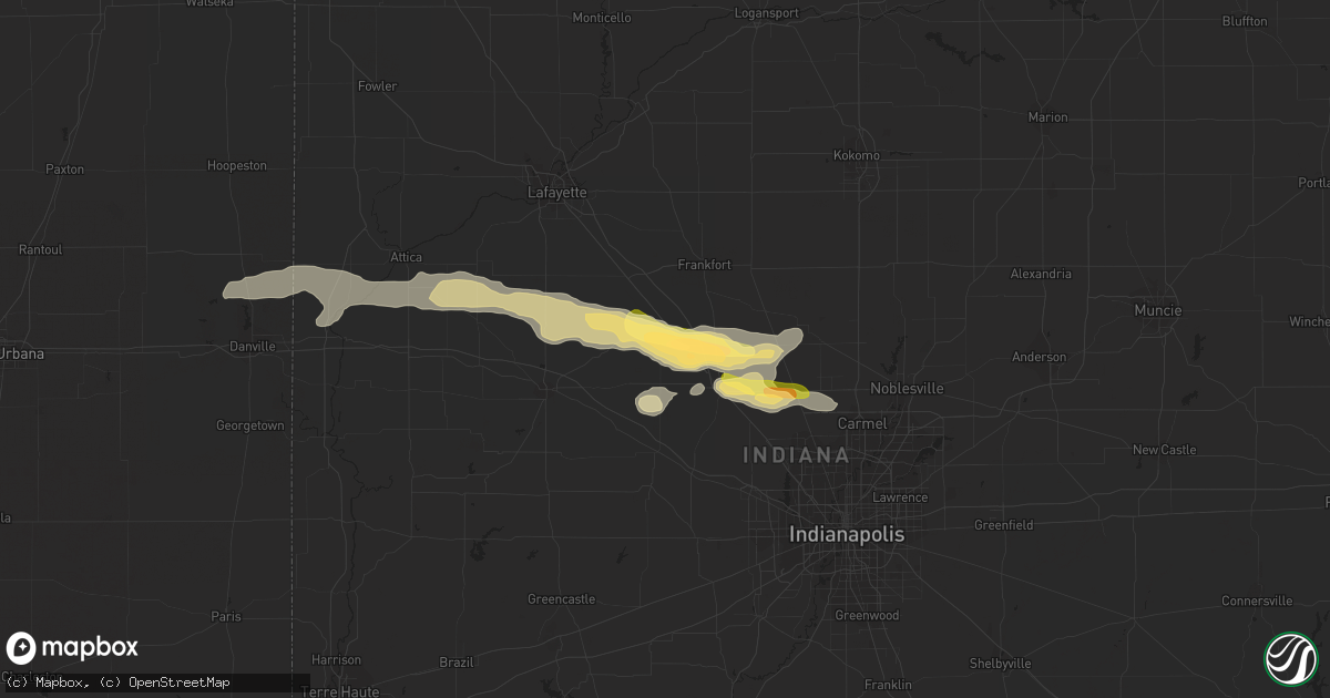 Hail map in Thorntown, IN on May 4, 2015