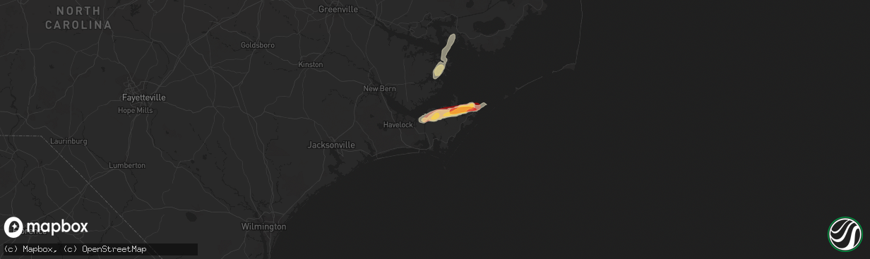 Hail map in Beaufort, NC on May 4, 2016