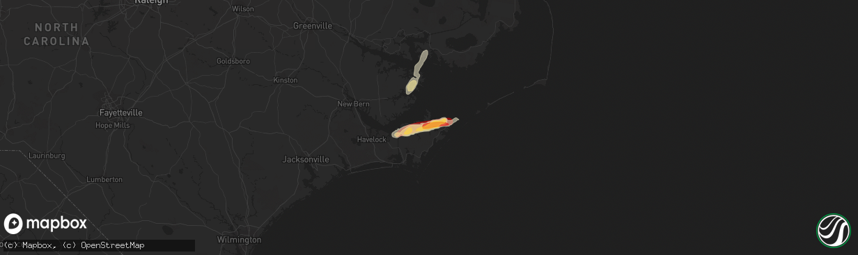 Hail map in Cedar Island, NC on May 4, 2016