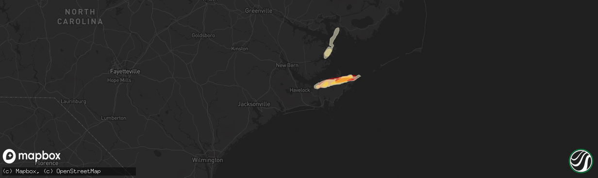 Hail map in Havelock, NC on May 4, 2016