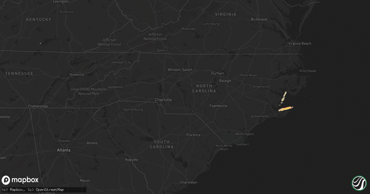 Hail map in North Carolina on May 4, 2016
