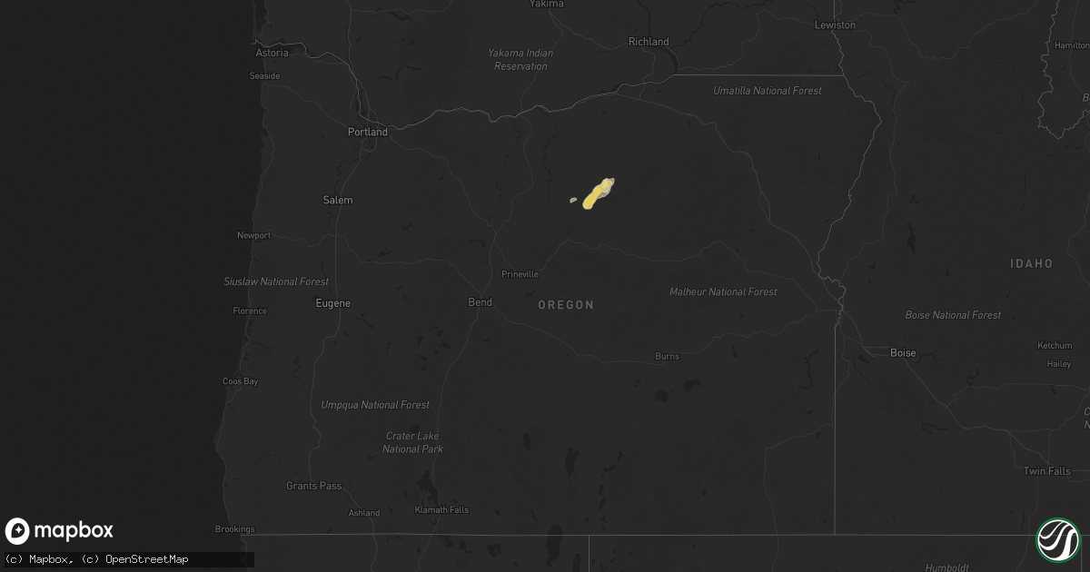 Hail map in Oregon on May 4, 2016