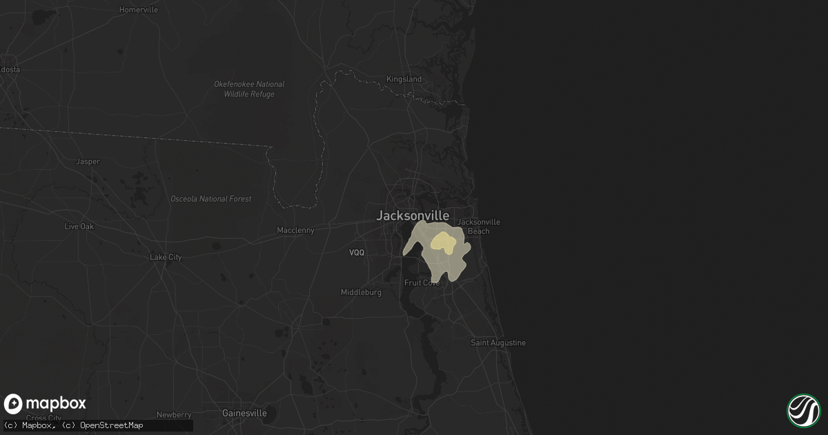 Hail map in Jacksonville, FL on May 4, 2017