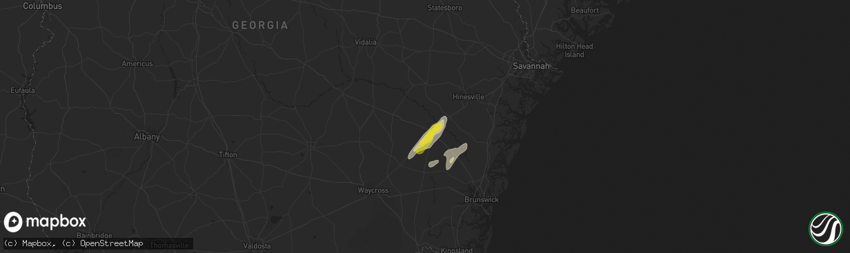 Hail map in Jesup, GA on May 4, 2017