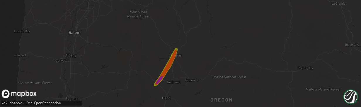 Hail map in Madras, OR on May 4, 2017