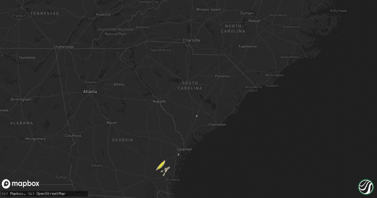 Hail map in South Carolina on May 4, 2017