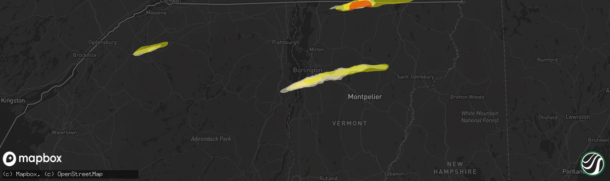 Hail map in Charlotte, VT on May 4, 2018