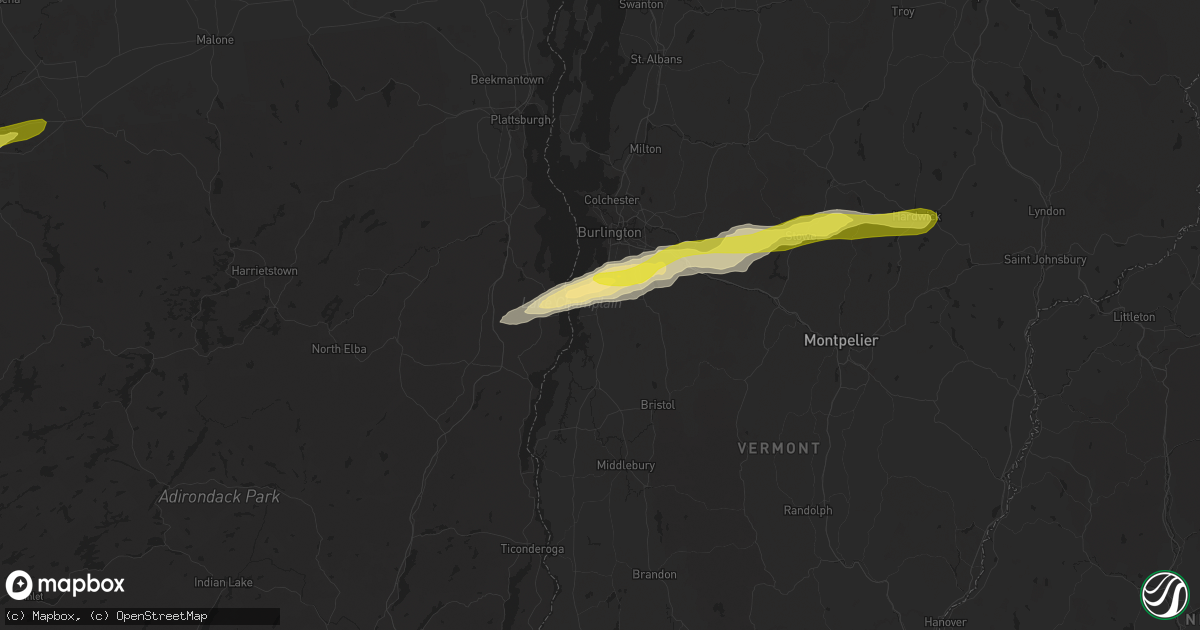 Hail map in Charlotte, VT on May 4, 2018