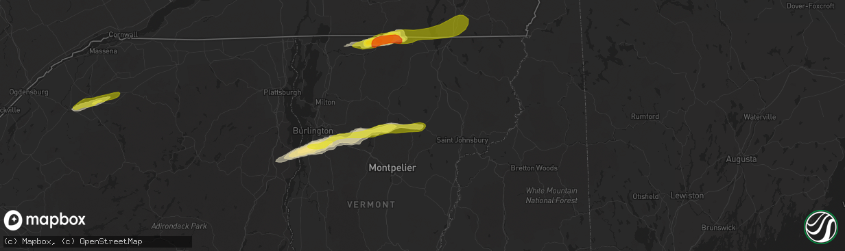 Hail map in Hardwick, VT on May 4, 2018