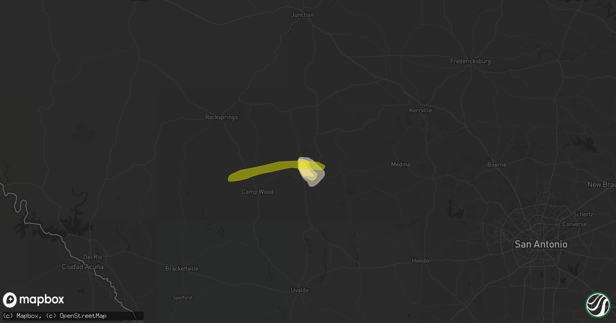 Hail map in Leakey, TX on May 4, 2018