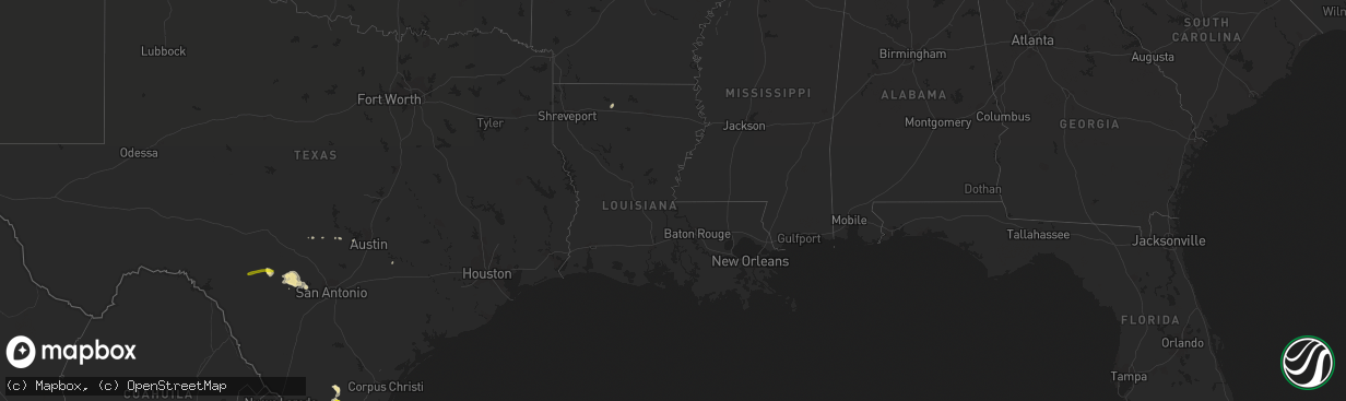 Hail map in Louisiana on May 4, 2018