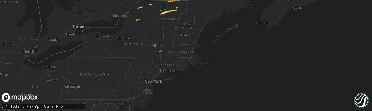 Hail map in Massachusetts on May 4, 2018