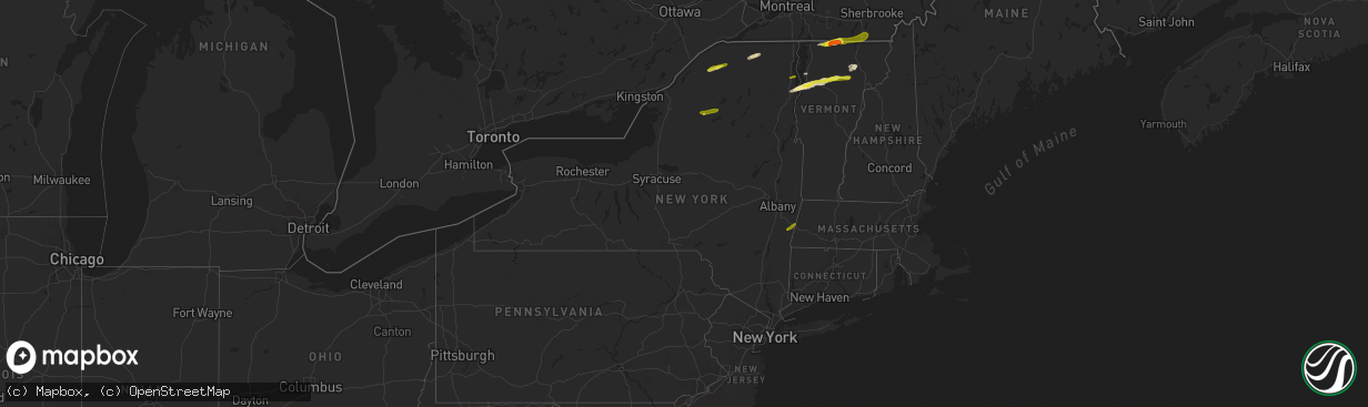 Hail map in New York on May 4, 2018