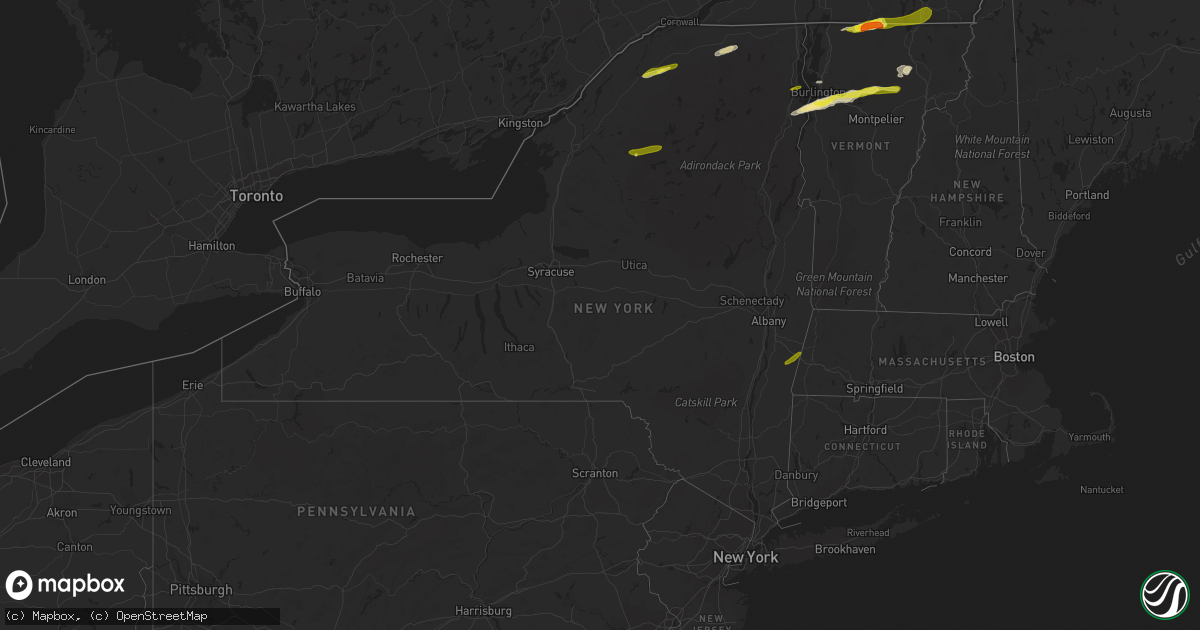 Hail map in New York on May 4, 2018