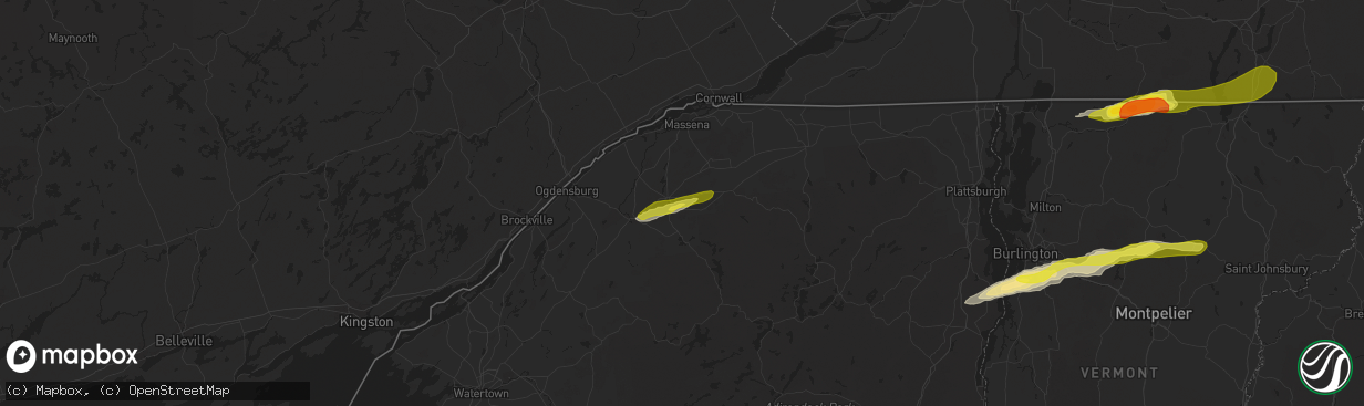 Hail map in Potsdam, NY on May 4, 2018