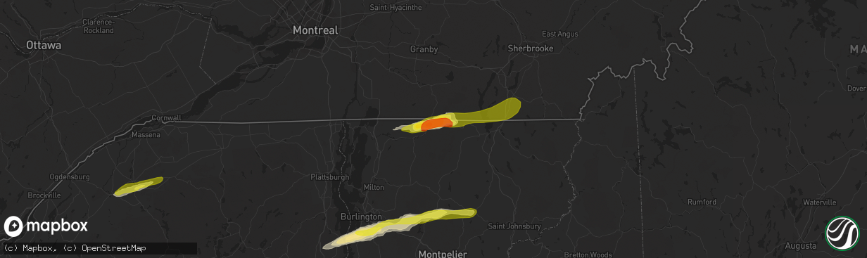 Hail map in Richford, VT on May 4, 2018