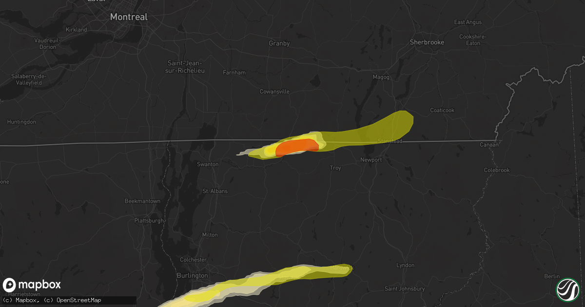 Hail map in Richford, VT on May 4, 2018