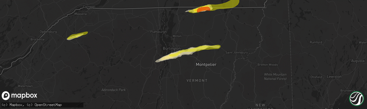 Hail map in Richmond, VT on May 4, 2018