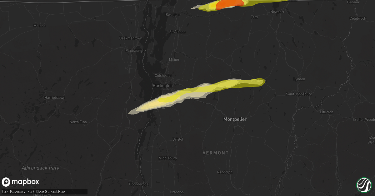 Hail map in Richmond, VT on May 4, 2018