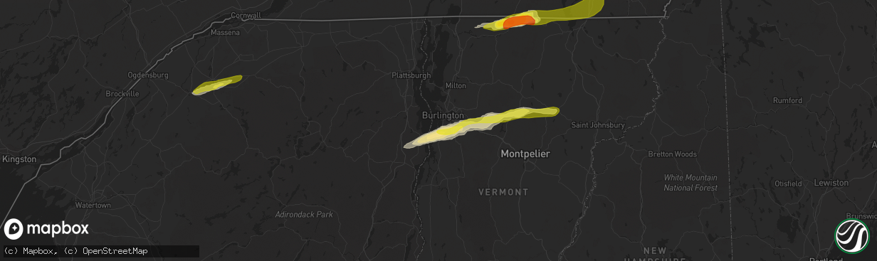 Hail map in Shelburne, VT on May 4, 2018