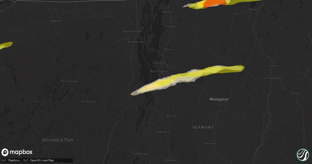 Hail map in Shelburne, VT on May 4, 2018