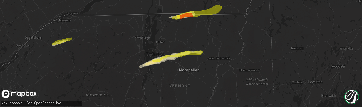 Hail map in Stowe, VT on May 4, 2018