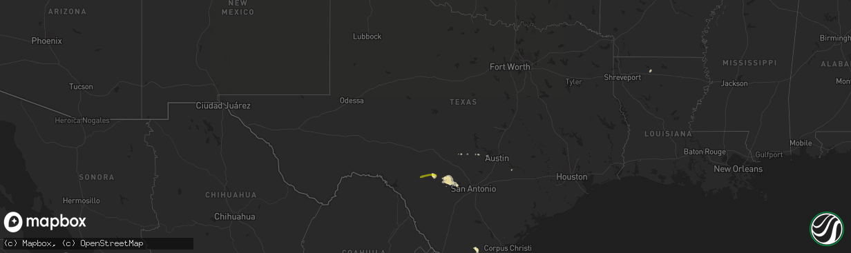 Hail map in Texas on May 4, 2018