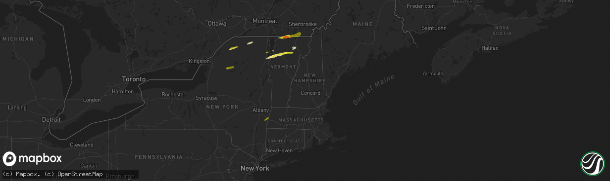 Hail map in Vermont on May 4, 2018