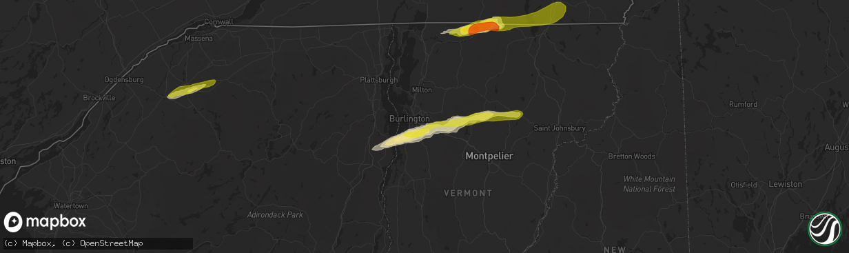 Hail map in Williston, VT on May 4, 2018