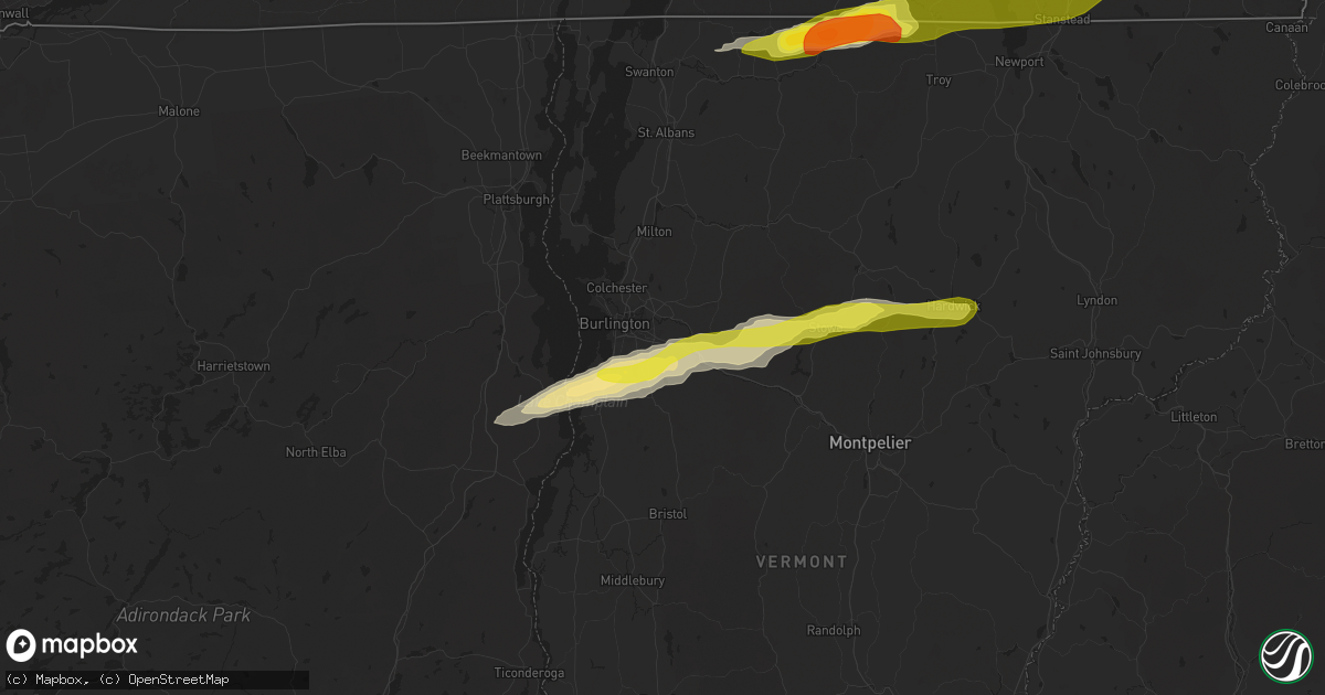 Hail map in Williston, VT on May 4, 2018