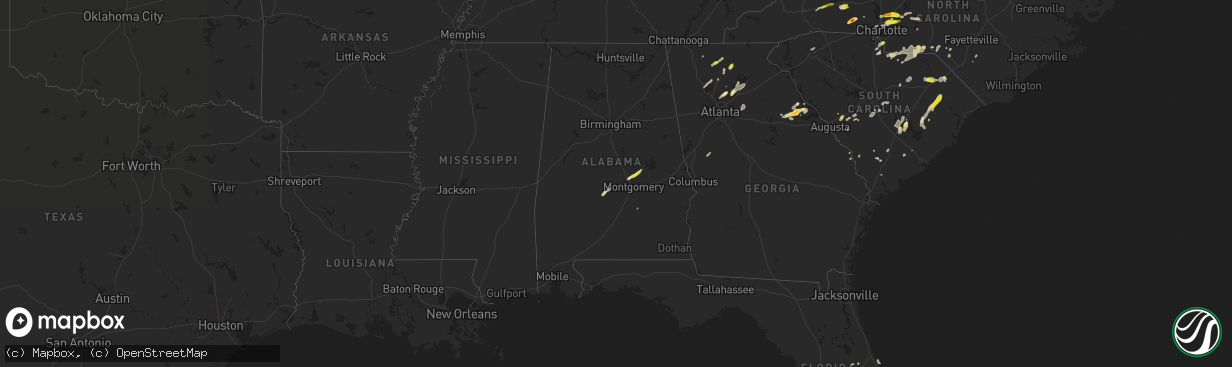 Hail map in Alabama on May 4, 2019