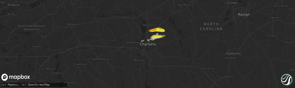 Hail map in Charlotte, NC on May 4, 2019