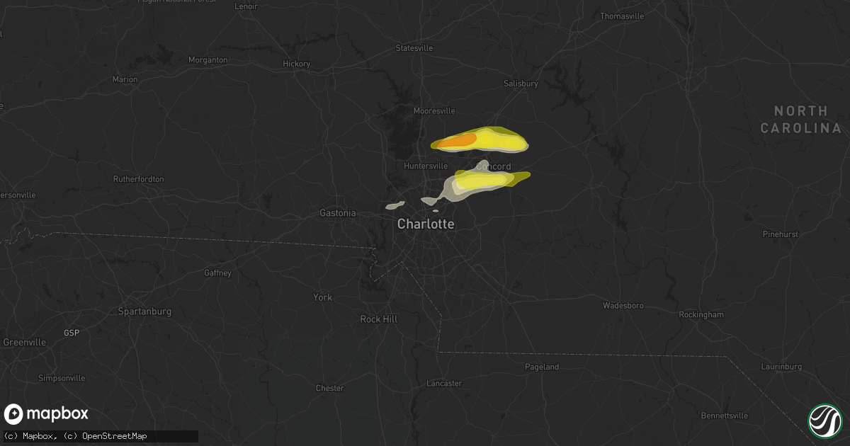 Hail map in Charlotte, NC on May 4, 2019