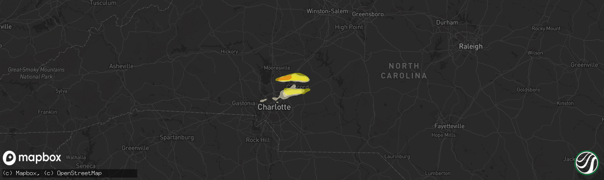 Hail map in Concord, NC on May 4, 2019