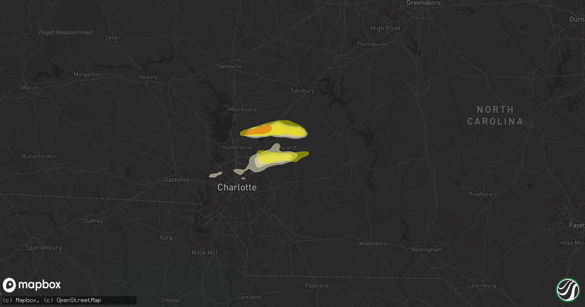 Hail map in Concord, NC on May 4, 2019