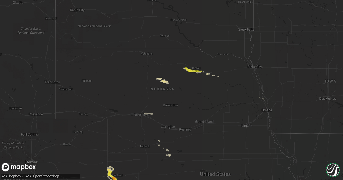 Hail map in Nebraska on May 4, 2019