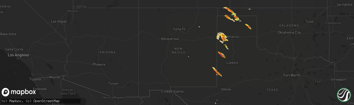 Hail map in New Mexico on May 4, 2019