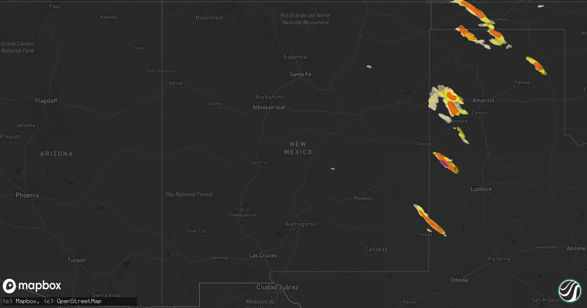 Hail map in New Mexico on May 4, 2019