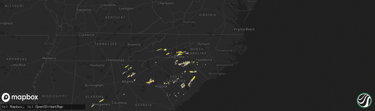 Hail map in North Carolina on May 4, 2019