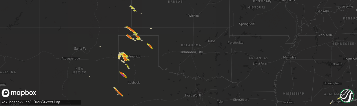 Hail map in Oklahoma on May 4, 2019