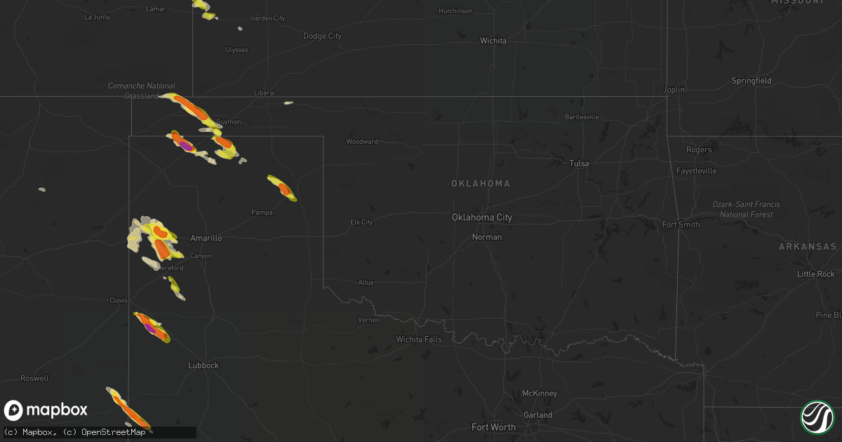 Hail map in Oklahoma on May 4, 2019