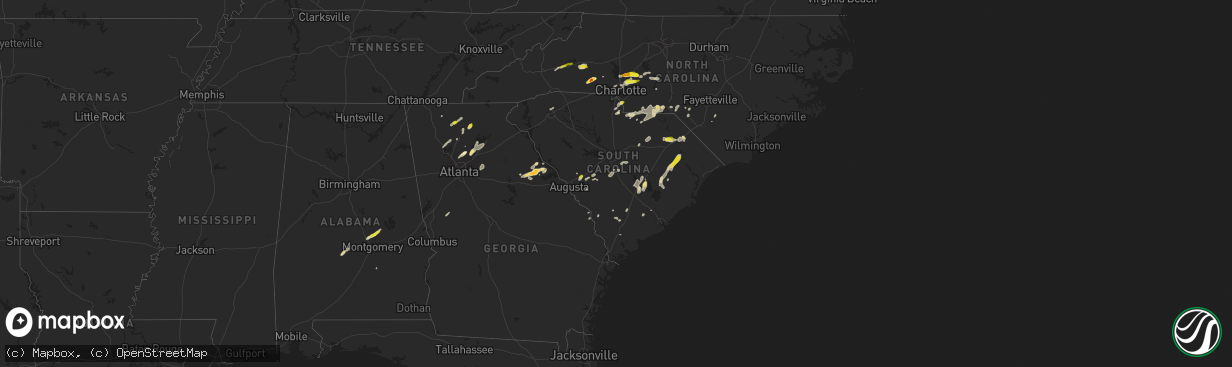 Hail map in South Carolina on May 4, 2019