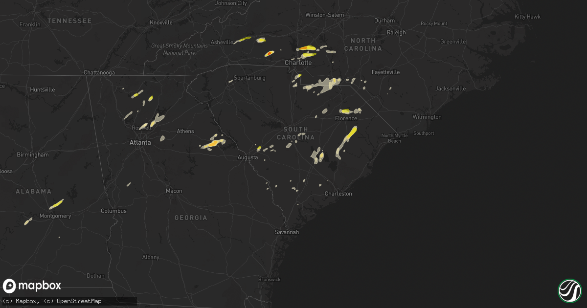 Hail map in South Carolina on May 4, 2019