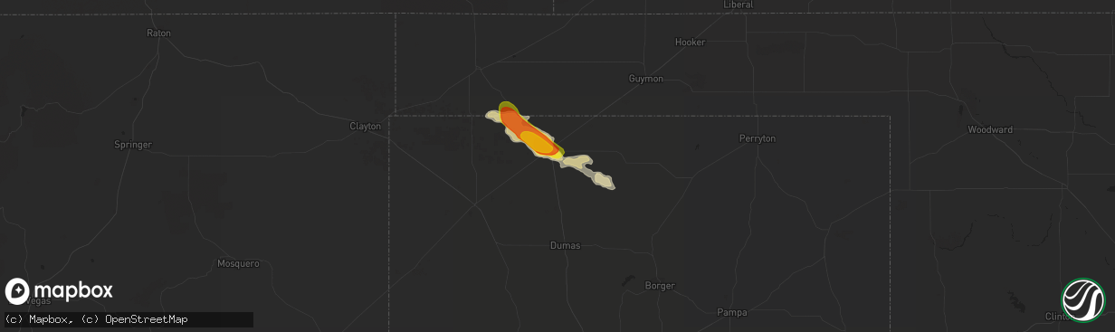 Hail map in Stratford, TX on May 4, 2019