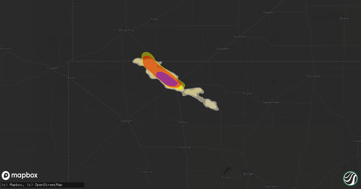 Hail map in Stratford, TX on May 4, 2019