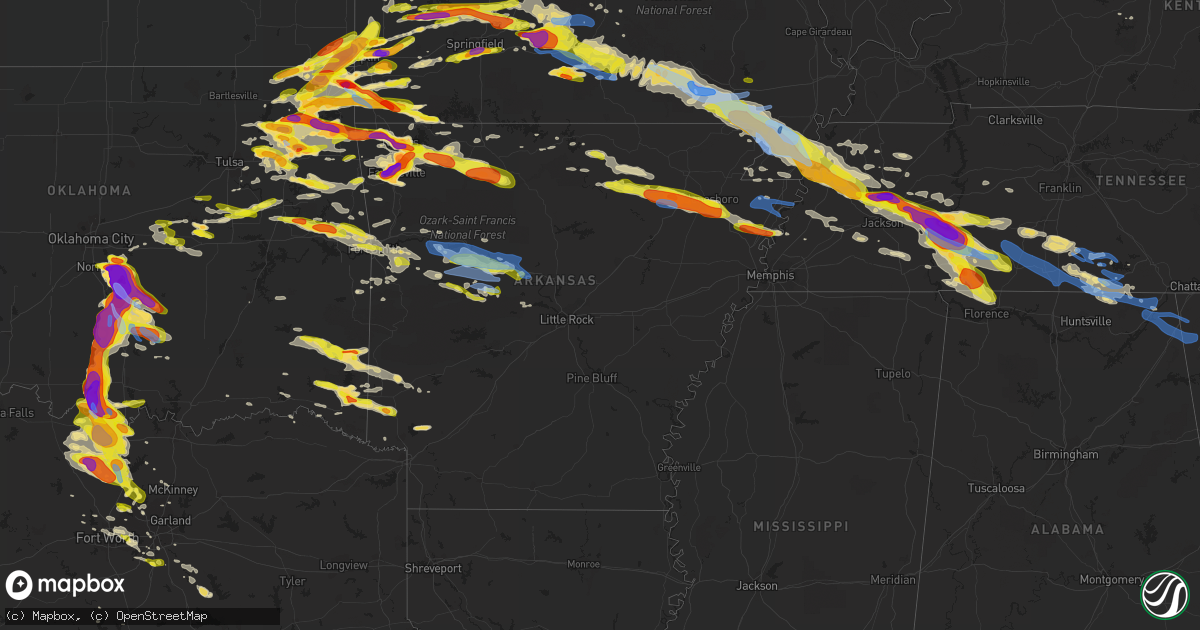 Hail map in Arkansas on May 4, 2020