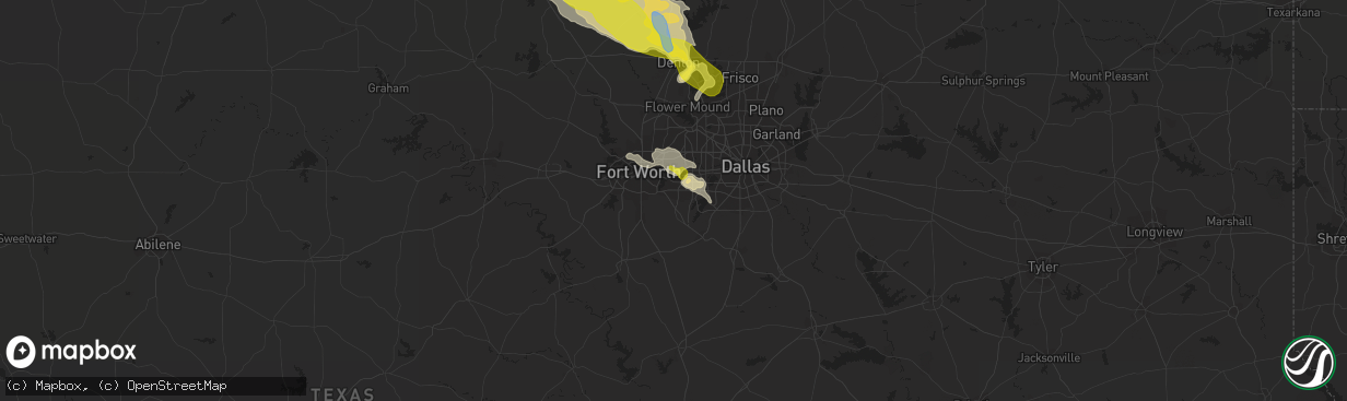 Hail map in Arlington, TX on May 4, 2020