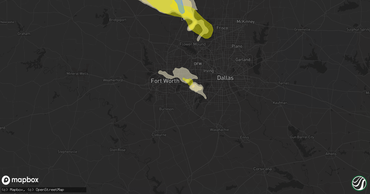 Hail map in Arlington, TX on May 4, 2020