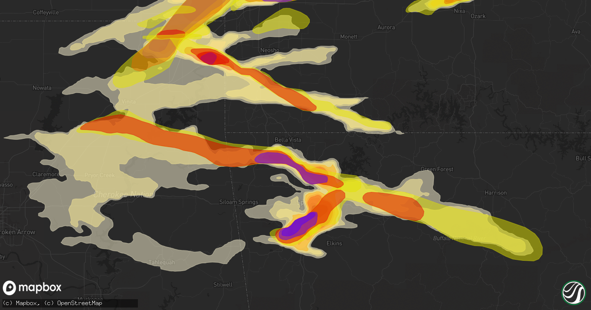 Hail map in Bentonville, AR on May 4, 2020